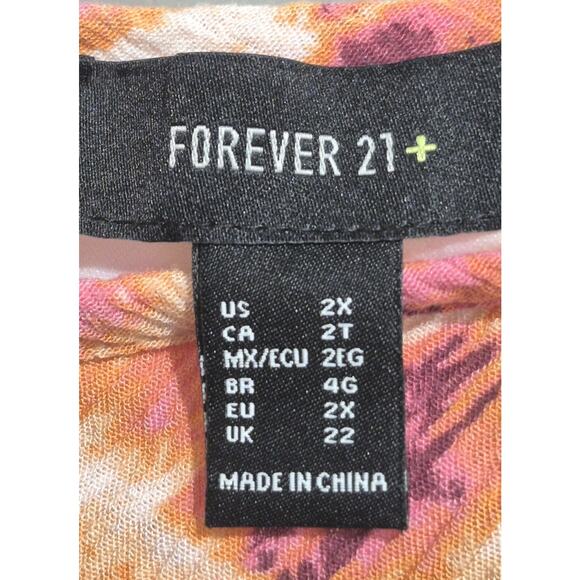 2X Forever 21 Orange White Tie Dye Maxi Sundress Spaghetti Straps Lined Rayon - Picture 5 of 8